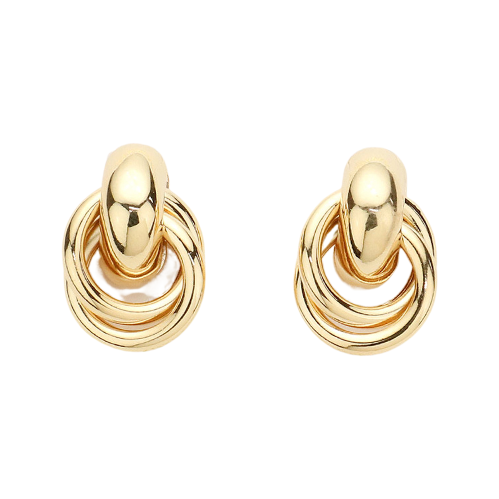 14K Gold Dipped Mini Door Knocker Hoop Earrings 724-30