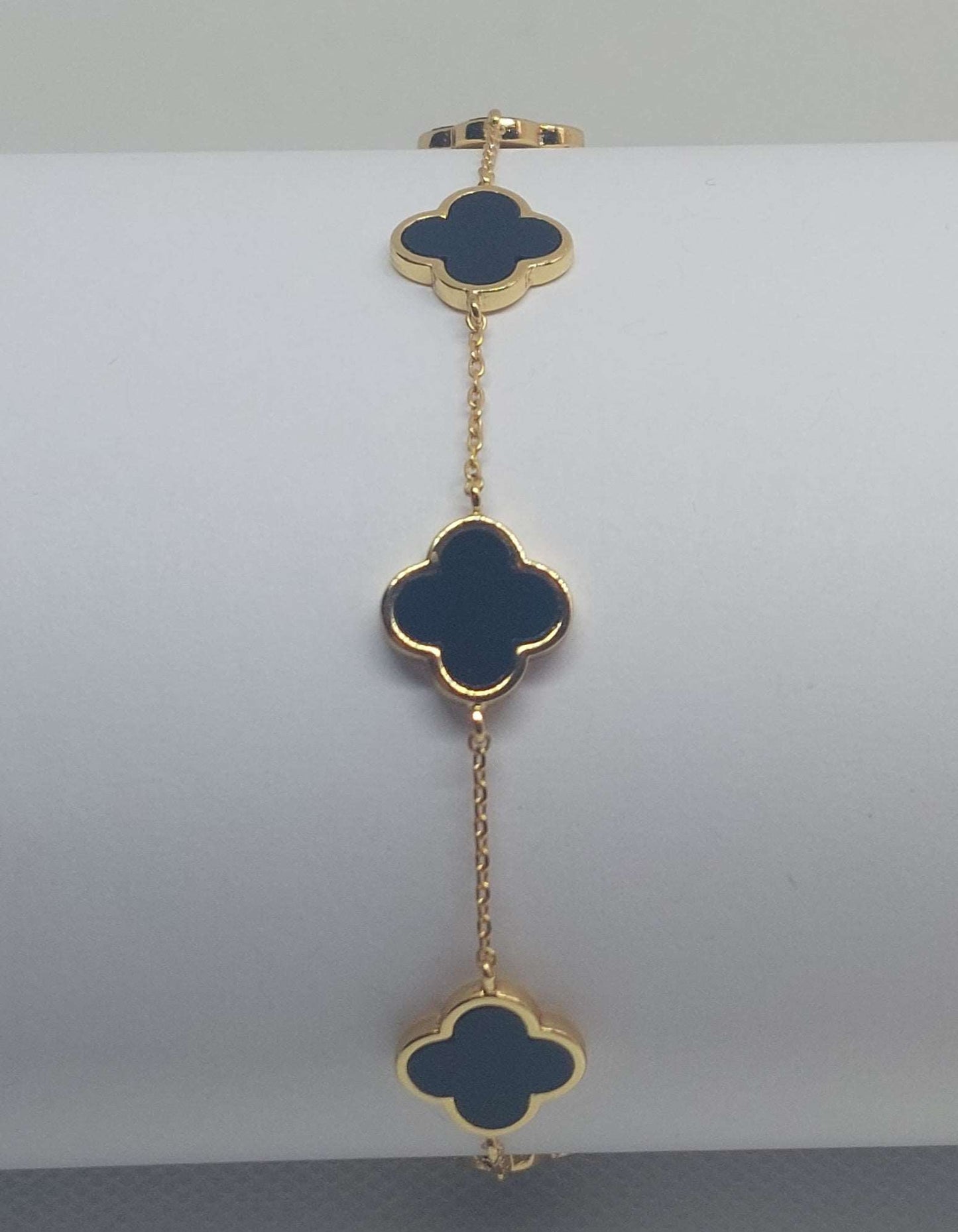 Black Quatrefoil Anklet