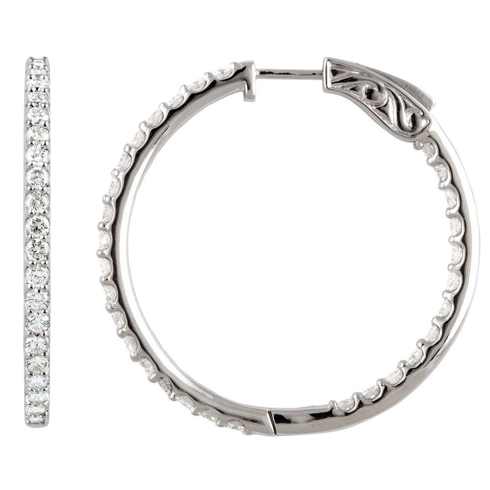 INSIDE-OUTSIDE HOOP EARRINGS Sterling Silver Inside-Outside Hinged Hoop Earrings