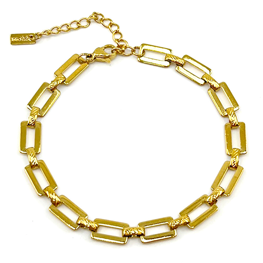 Stainless Steel Rectangular Link Chain Bracelet