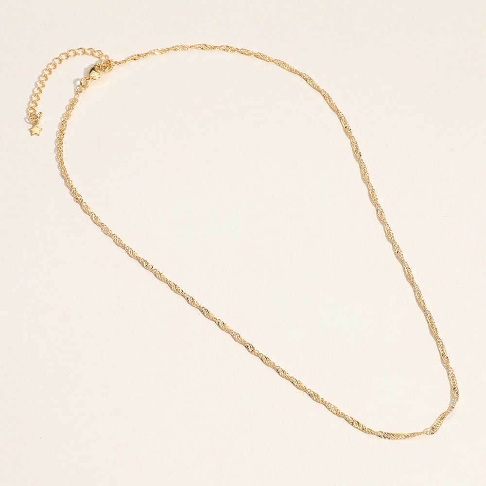 18K Gold Filled Singapore Chain Necklace – Hypoallergenic