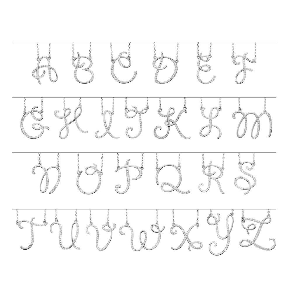 Sterling Silver 1/6 CTW Natural Diamond Initial 16" Necklace