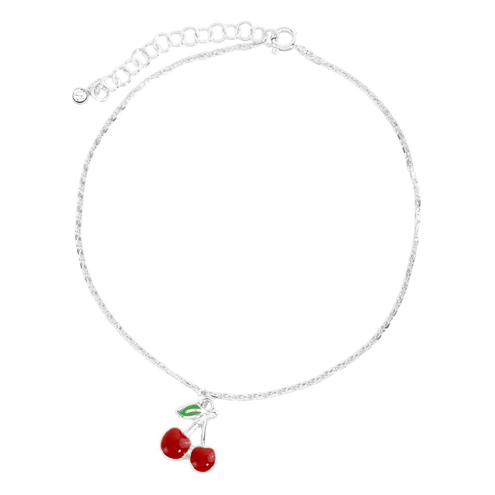 Gold Dipped Cherry Charm Anklet – Hypoallergenic