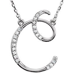 Sterling Silver 1/6 CTW Natural Diamond Initial  16" Necklace