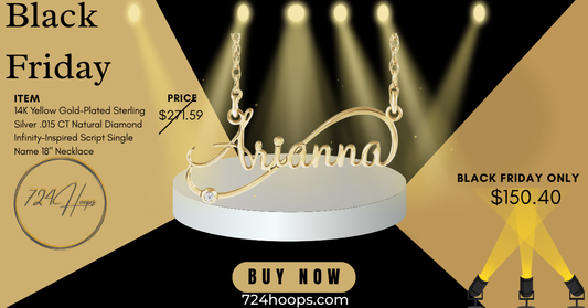 14K Yellow Gold-Plated Sterling Silver .015 CT Natural Diamond Infinity-Inspired Script Single Name 18" Necklace