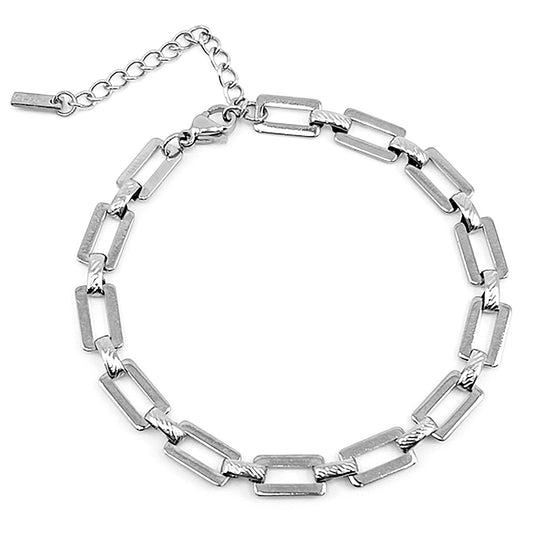 Stainless Steel Rectangular Link Chain Bracelet