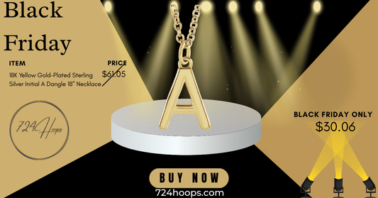18K Yellow Gold-Plated Sterling Silver Initial Dangle 18" Necklace